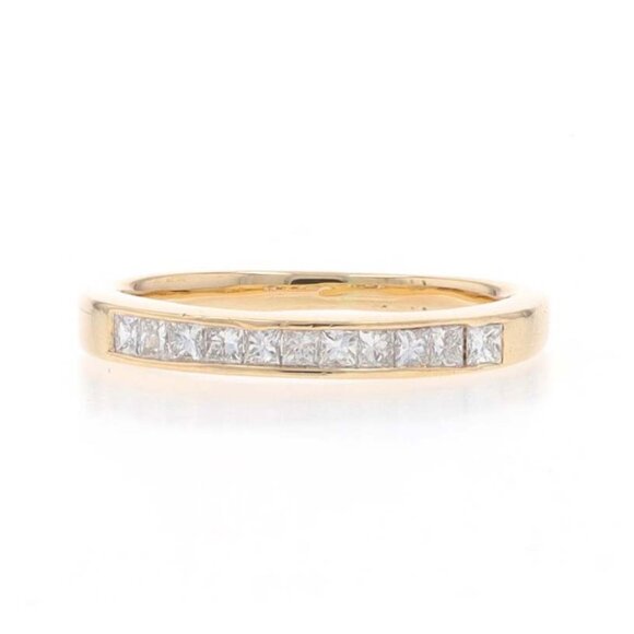 Jewelry - Yellow Gold Diamond Wedding Band - 14k Princess .50ctw Channel Set Ring Sz 5 1/2